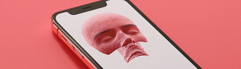 Poster - ai-enhanced mobile phone screen displaying futuristic design in a minimalist environment close-up vi