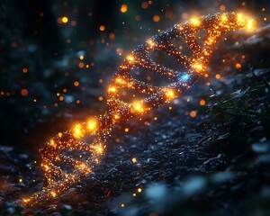 Poster - unraveling digital dna glowing data streams symbolizing genetic information storage and retrieval
