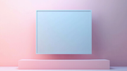 Poster - Modern Pastel Gray 3D Frame with Floating Rectangular Design in Minimalist Setting