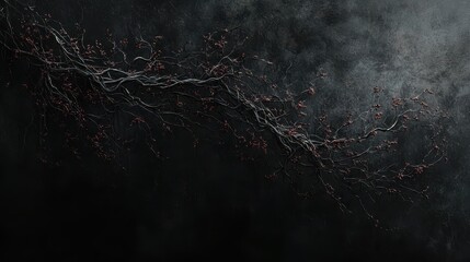 Poster - Delicate Tendrils on Dark Moody Background with Subtle Artistic Composition