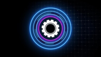 Businessman pointing virtual screen of gear cog icon present operation management involving business process, workflow, problem solving, high