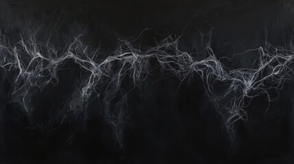 Poster - Dark and Moody Composition Featuring Delicate Tendrils on a Black Background