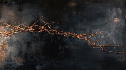 Poster - Dark and Moody Composition Featuring Delicate Branches Against a Textured Background