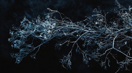 Poster - Dark and Moody Composition Featuring Delicate Tendrils of Nature on a Black Background