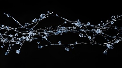 Poster - Delicate Water Droplets in Dark Moody Composition Capturing Subtle Natural Beauty