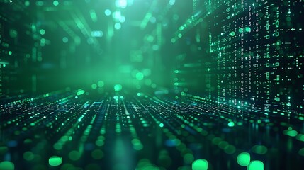 Poster - Abstract futuristic of green digital circuit board and processor computer, generative AI