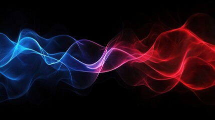 Poster - Elegant Dynamic Waves on Dark Grainy Background with Vibrant Blue and Red Colors