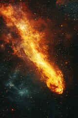 Wall Mural - A fiery meteor streaking through the cosmos.