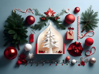 Wall Mural - Minimal Christmas Themes and Scenery Painting Illustration Art