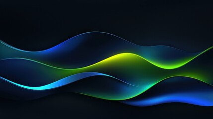 Poster - Elegant Dynamic Curves in Dark Grainy Background with Vibrant Green and Blue Shades