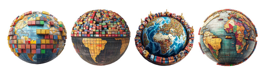 global trade concept with colorful cargo containers