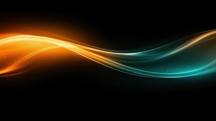 Poster - Elegant Dynamic Waves in Dark Grainy Background with Smooth Orange and Teal Flowing Lines