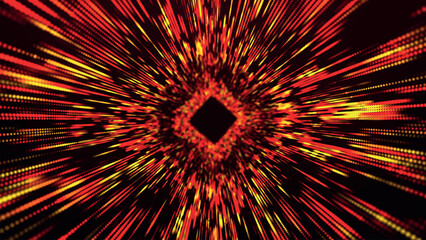 Poster - Colorful square tunnel background. Abstract digital background. Big data visualization. Data flow information. Wormhole. Abstract 3d vector illustration.