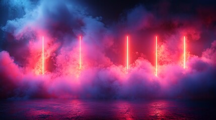 Poster - glowing bar graph reaching into futuristic cloudscape symbolizing limitless economic growth and pote