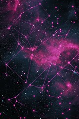 Wall Mural - A futuristic pink constellation in the night sky.