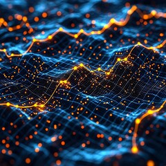 Poster - Glowing 3D Graph Visualizing Wellness Data Metrics and Health Concepts