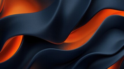 Poster - Elegant Dynamic Dark Grainy Background with Waves of Deep Orange and Rich Black Textures