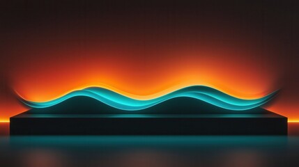 Poster - Sleek and Moody Design with Textured Black Background and Vibrant Lighting Waves