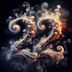 Wall Mural - 40 Smoke Art Numerals Delicate swirls of smoke forming the new y