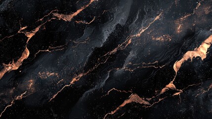 Poster - Elegant Black and Copper Marble Texture with Moody Design Elements and Subtle Noise Patterns
