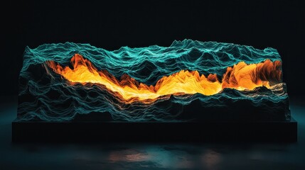 Poster - Sleek and Moody Design Featuring Textured Waves in Black and Vibrant Orange Noise Patterns