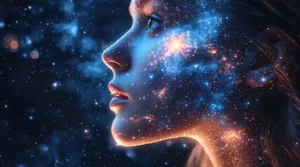 Poster - Student Peering into Glowing Cosmic Telescope Symbolizing Education s Power to Expand Understanding
