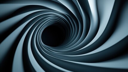 Poster - Voice Sound Projection Concept, Intricate Abstract Projection of Sound Waves Forming Unique Patterns in a Dark Tunnel of Curved Surfaces