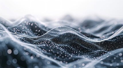 Leinwandbilder - Dynamic wave with connected dots and lines on a white background digital wave background.