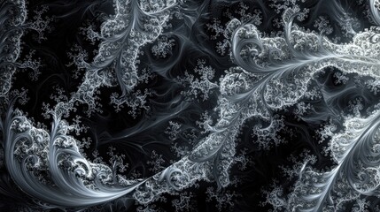 Poster - Ethereal Surreal Fractal Design with Wisps on a Mysterious Black Background