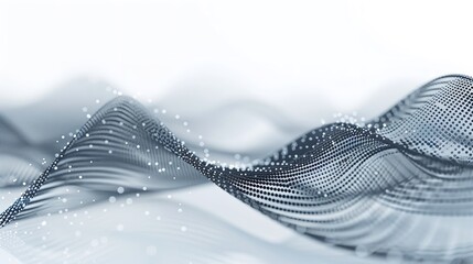 Leinwandbilder - Dynamic wave with connected dots and lines on a white background digital wave background.