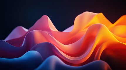 Poster - Voice Sound Projection Concept, Cascading Ribbons of Light Visualized in Human Voice Interpretation with Soft Color Gradients and Waves