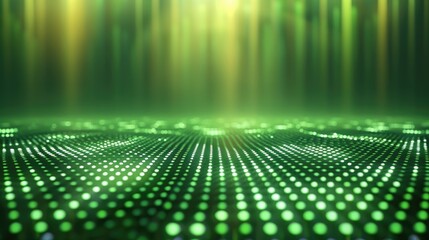 Poster - Green background with a network grid and dots, a technology concept, vector illustration, detailed, 3D render, gradient green background.