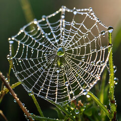 spider web with dew drops