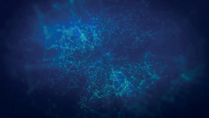 Poster - Abstract background with connecting dots and lines. Network connection structure. Plexus effect. 3d Vector illustration.