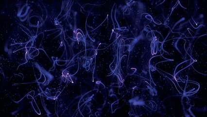 Poster - Dynamic wave of glowing dots. Abstract colorful background with bright glowing lines and particles. Vector illustration.