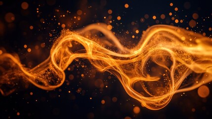 Poster - Bright orange flames twist and dance with sparks, creating an energetic atmosphere in the dark