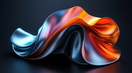 Poster - Colorful abstract sculpture features smooth curves and a flowing design that captures light and movement