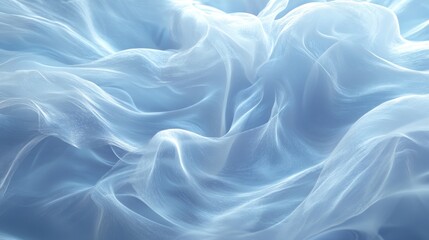 Poster - Light blue fabric swirls gently, evoking a sense of calm and elegance in an airy environment