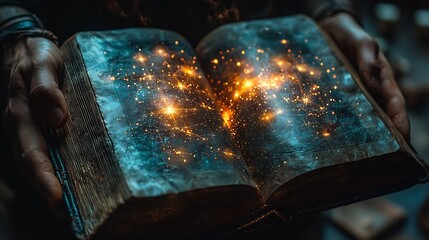 Poster - Illuminating the Cosmic Ambitions of an Eager Student   An Open Book Transforming into a Galaxy of Knowledge