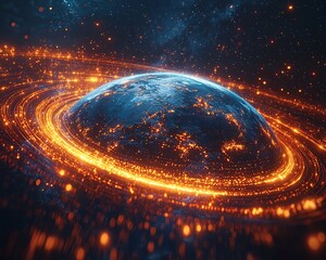 Poster - Glowing Heart of the Planet A Cosmic Representation of Unity and Love for Earth