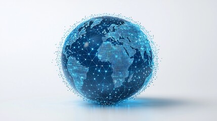Poster - glowing global network connecting world cities for international commerce and communication