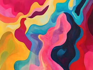 Poster - Vibrant abstract design with flowing colors and shapes, creating a dynamic visual experience for artistic expression.