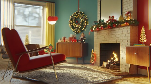 Ideal for vintage-inspired holiday marketing and retro vibes.