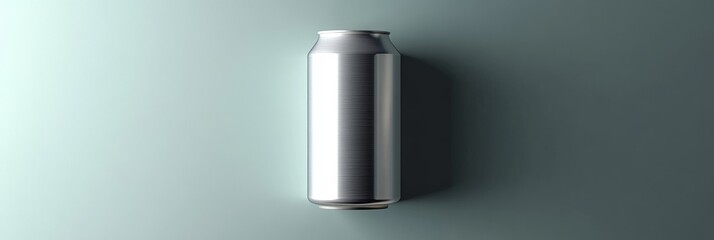 Poster - Empty mockup of aluminum energy drink soda can on a solid background for product design display