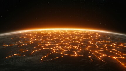 Poster - Neon Web Representing AI Driven Market in a Futuristic World with Global Connectivity and Complexity