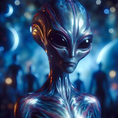 Poster - Alien ambassador A tall slender being with iridescent skin and l