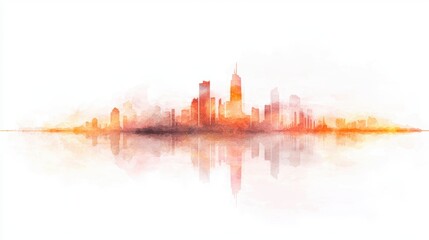 Poster - Glowing Cityscape Illustrating Digital Evolution with Abstract Artistic Elements