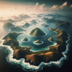 Poster - archipelego a group of islands clustered together in a body of w