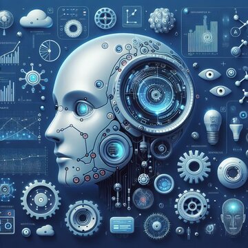 Artificial intelligence illustrations Show the principles of art