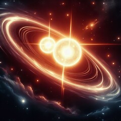 Poster - binary star system an illustration of two stars orbiting each ot